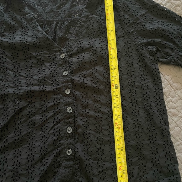 Madewell Black Village Eyelet Ruffle Sleeve Blouse - Picture 7 of 11